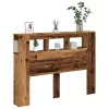 Antik fa színű szerelt fa LED-es fejtámla 140x18,5x103,5 cm