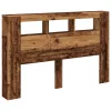 Antik fa színű szerelt fa LED-es fejtámla 160x18,5x103,5 cm
