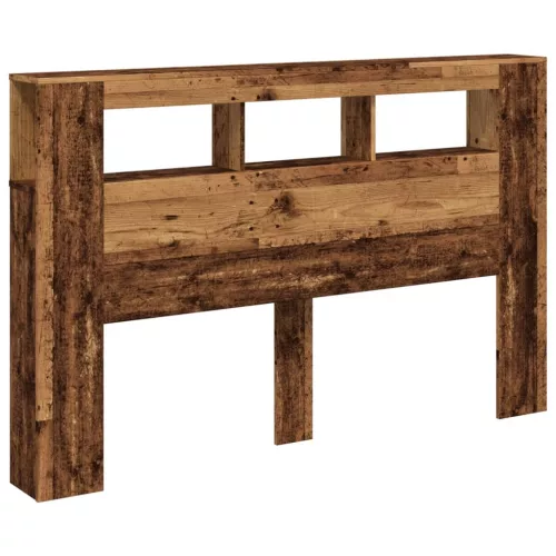 Antik fa színű szerelt fa LED-es fejtámla 160x18,5x103,5 cm