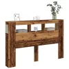 Antik fa színű szerelt fa LED-es fejtámla 160x18,5x103,5 cm