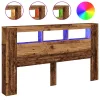 Antik fa színű szerelt fa LED-es fejtámla 180x18,5x103,5 cm