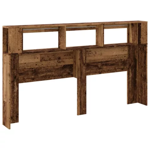 Antik fa színű szerelt fa LED-es fejtámla 180x18,5x103,5 cm