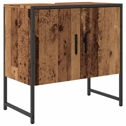 Antik fa színű szerelt fa fürdőszobai mosdószekrény 60x33x60 cm