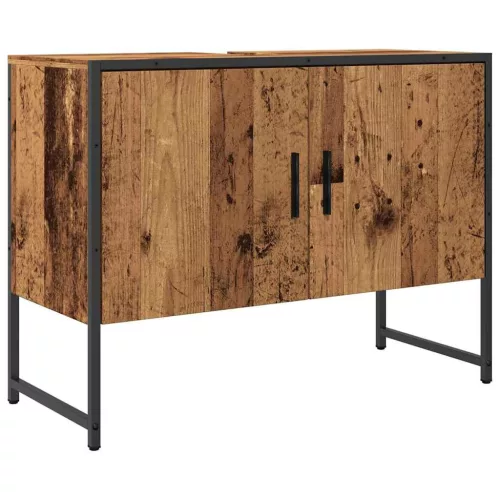 Antik fa színű szerelt fa mosdószekrény 80 x 33 x 60 cm