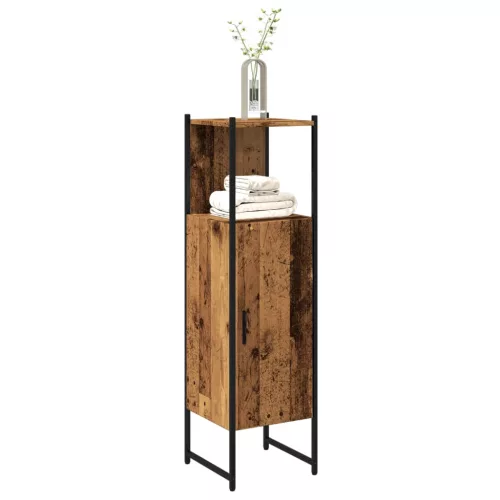 Antik fa színű szerelt fa fürdőszobaszekrény 33 x 33 x 120,5 cm