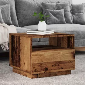   Antik fa színű dohányzóasztal LED-lámpákkal 50 x 49 x 40 cm