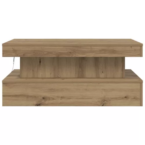 Kézműves tölgy színű dohányzóasztal LED-lámpákkal 90x50x40 cm