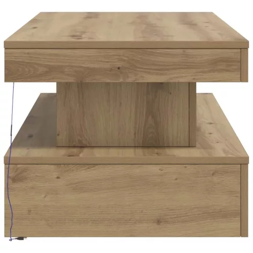 Kézműves tölgy színű dohányzóasztal LED-lámpákkal 90x50x40 cm