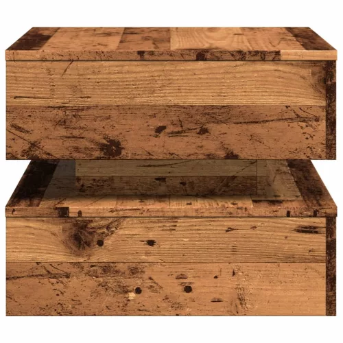Antik fa színű dohányzóasztal LED-lámpákkal 50 x 50 x 40 cm