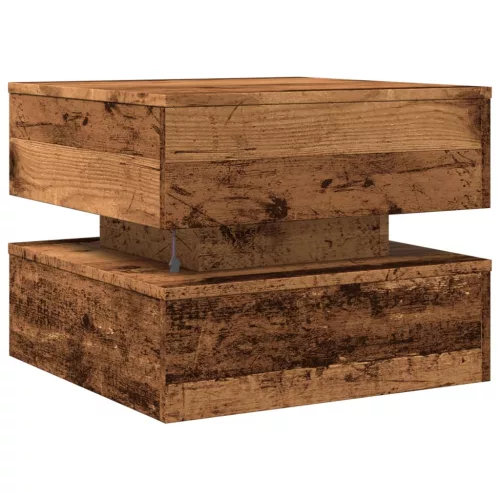 Antik fa színű dohányzóasztal LED-lámpákkal 50 x 50 x 40 cm