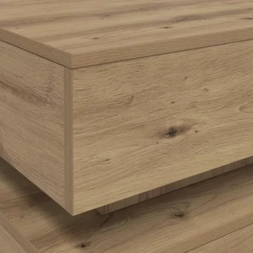 Kézműves tölgy színű dohányzóasztal LED-lámpákkal 50x50x40cm