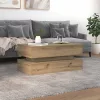 Kézműves tölgy színű dohányzóasztal LED-lámpákkal 90x50x40 cm