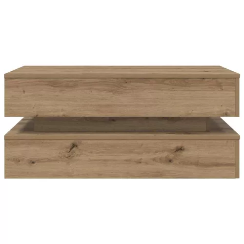 Kézműves tölgy színű dohányzóasztal LED-lámpákkal 90x50x40 cm