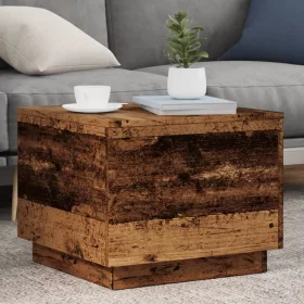   Antik fa színű dohányzóasztal LED-lámpákkal 50 x 50 x 40 cm