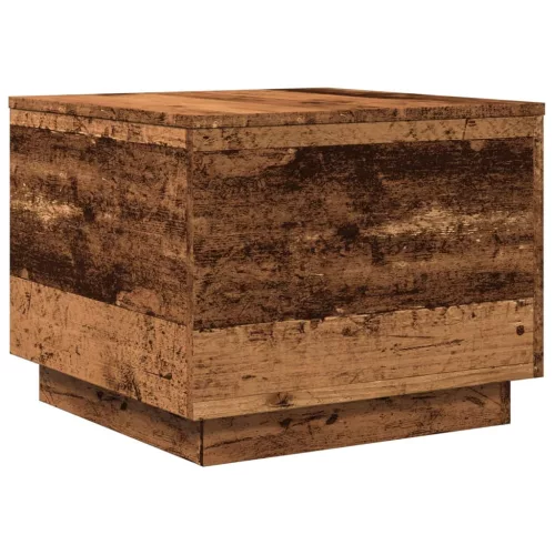 Antik fa színű dohányzóasztal LED-lámpákkal 50 x 50 x 40 cm