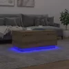 Kézműves tölgy színű dohányzóasztal LED-lámpákkal 90x50x40 cm