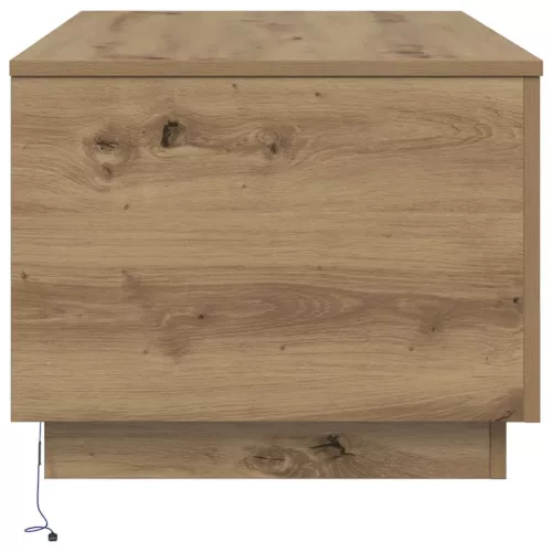 Kézműves tölgy színű dohányzóasztal LED-lámpákkal 90x50x40 cm