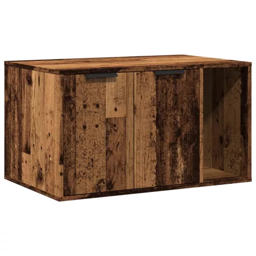 Antik fa színű szerelt fa macskaalomdoboz 80 x 50 x 45 cm