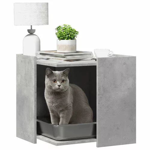 Betonszürke szerelt fa macskaalomdoboz 53 x 53 x 51 cm