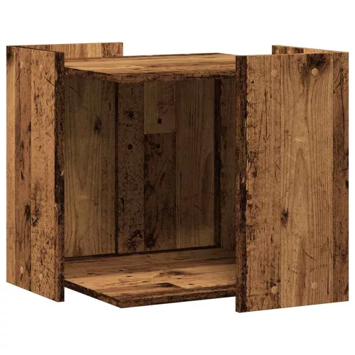 Antik fa színű szerelt fa macskaalomdoboz 53 x 53 x 51 cm