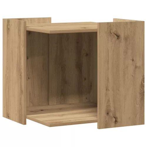 Kézműves tölgy színű szerelt fa macskaalomdoboz 53 x 53 x 51 cm