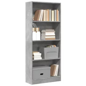 Betonszürke szerelt fa könyvespolc 60 x 24 x 143 cm
