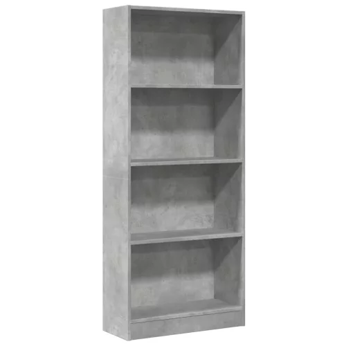 Betonszürke szerelt fa könyvespolc 60 x 24 x 143 cm