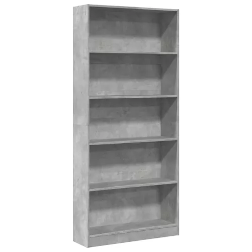 Betonszürke szerelt fa könyvespolc 80 x 24 x 176 cm
