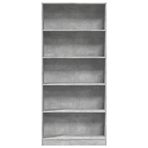 Betonszürke szerelt fa könyvespolc 80 x 24 x 176 cm