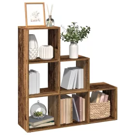   3 szintes antik fa színű fa elválasztó könyvespolc 99x29x99 cm