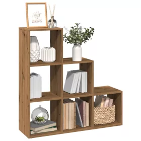   3 szintes kézműves tölgy fa elválasztó könyvespolc 99x29x99 cm