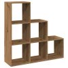 3 szintes kézműves tölgy fa elválasztó könyvespolc 99x29x99 cm