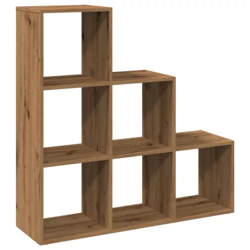 3 szintes kézműves tölgy fa elválasztó könyvespolc 99x29x99 cm
