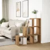 3 szintes kézműves tölgy fa elválasztó könyvespolc 99x29x99 cm