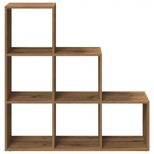 3 szintes kézműves tölgy fa elválasztó könyvespolc 99x29x99 cm