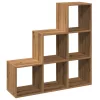 3 szintes kézműves tölgy fa elválasztó könyvespolc 99x29x99 cm
