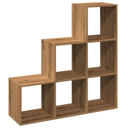 3 szintes kézműves tölgy fa elválasztó könyvespolc 99x29x99 cm