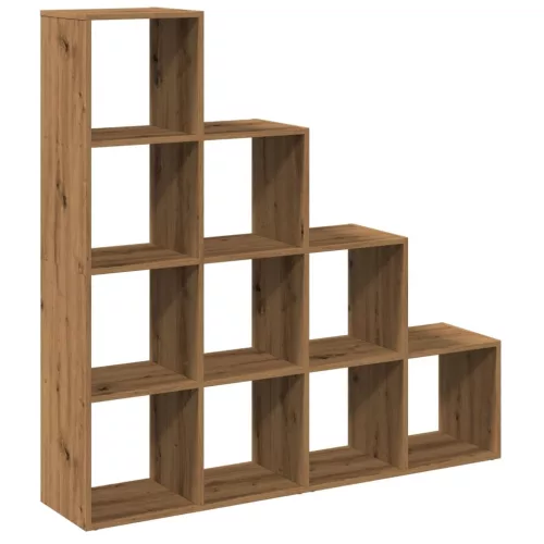 4 szintes kézműves fa elválasztó könyvespolc 131,5x29x131,5 cm