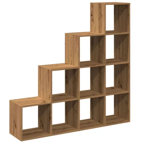 4 szintes kézműves fa elválasztó könyvespolc 131,5x29x131,5 cm