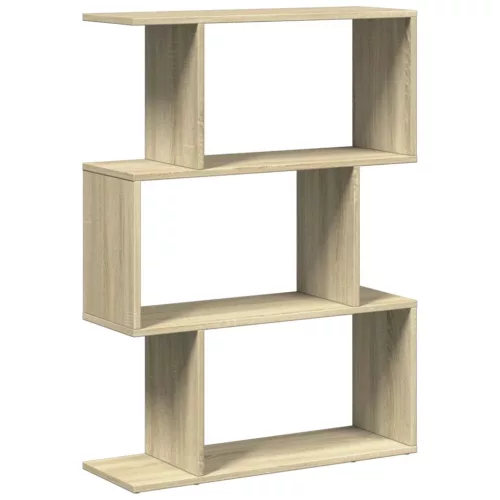 3 szintes sonoma tölgy fa elválasztó könyvespolc 70x24x97 cm