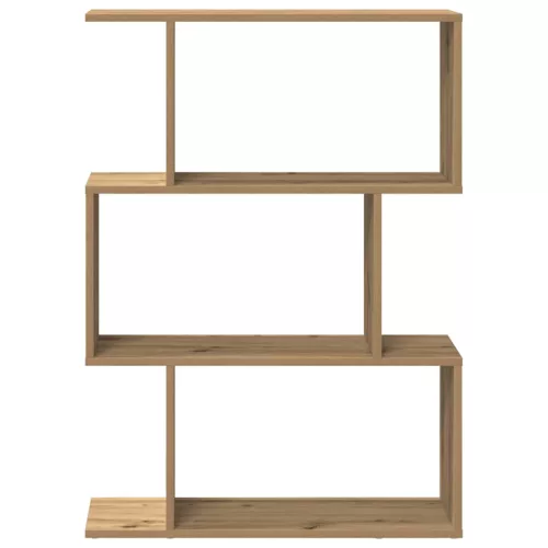 3 szintes kézműves tölgy fa elválasztó könyvespolc 70x24x97 cm