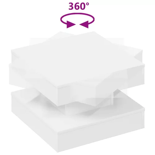 Fehér dohányzóasztal 360 fokban forgatható 50x50x34,5 cm
