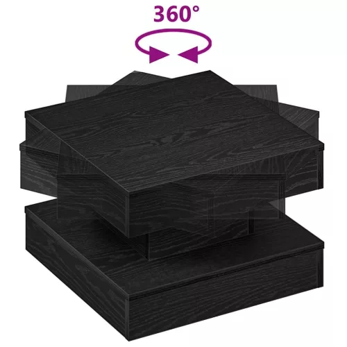 Fekete dohányzóasztal 360 fokban forgatható 50x50x34,5 cm