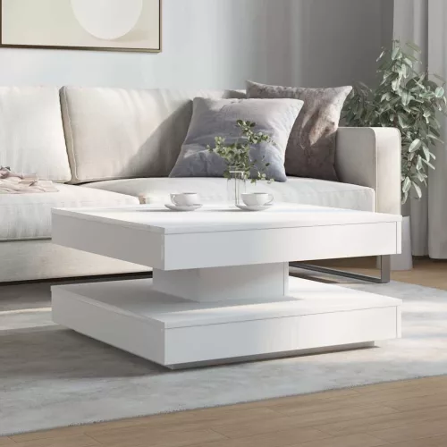 Fehér dohányzóasztal 360 fokban forgatható 70x70x34,5 cm