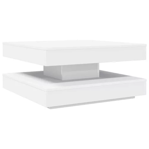 Fehér dohányzóasztal 360 fokban forgatható 70x70x34,5 cm