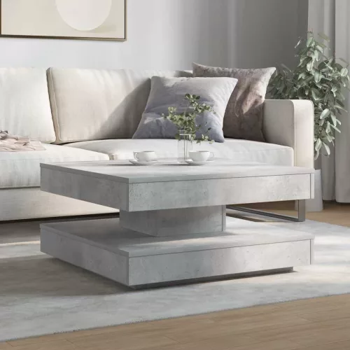 Betonszürke dohányzóasztal 360 fokban forgatható 70x70x34,5 cm