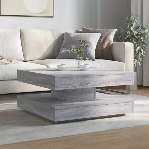 Szürke sonoma dohányzóasztal 360 fokban forgatható 70x70x34,5cm