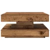 Antik fa dohányzóasztal 360 fokban forgatható 70x70x34,5 cm