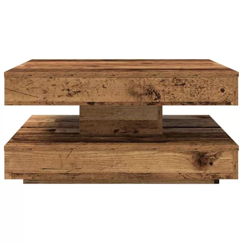 Antik fa dohányzóasztal 360 fokban forgatható 70x70x34,5 cm