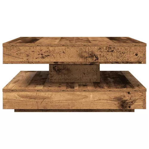 Antik fa dohányzóasztal 360 fokban forgatható 70x70x34,5 cm